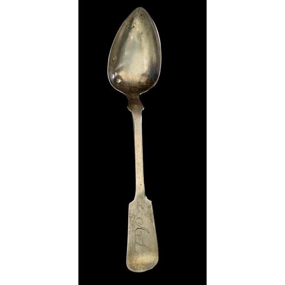 Antique Coin Silver Hall Hewson GA Jones 1839-42 Albany NY Tea Spoon Monogram - Picture 10 of 10